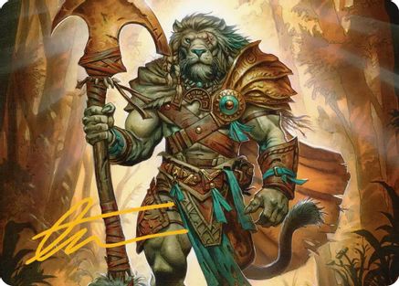 Ajani, Outland Chaperone Art Card (Gold-Stamped Signature) [Art Series: Lorwyn Eclipsed]