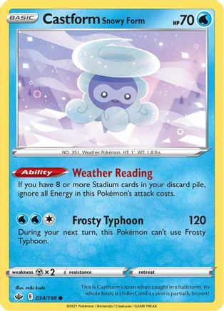 Castform Snowy Form - 34/198 [SWSH06: Chilling Reign] Reverse Holofoil