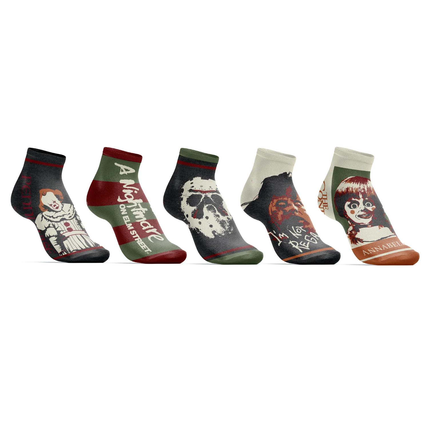 Classic Horror Movies Themed 5 Pack Womens Juniors Ankle Socks