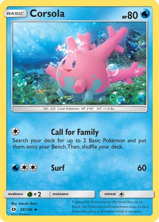 Corsola - 36/149 [SM Base Set] Reverse Holofoil