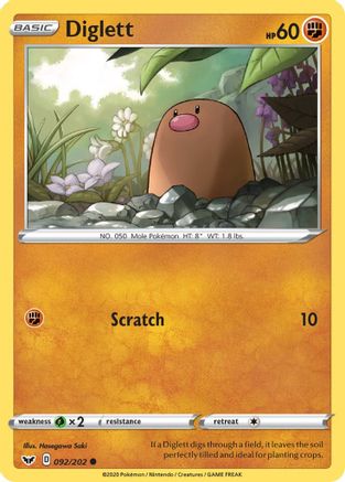 Diglett - 92/202 [SWSH01: Sword & Shield Base Set] Reverse Holofoil