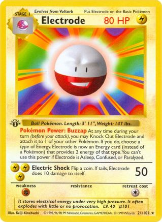 Electrode - 21/102 [Base Set (Shadowless)] Unlimited