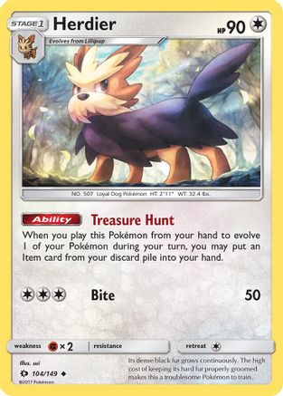 Herdier - 104/149 [SM Base Set] Reverse Holofoil