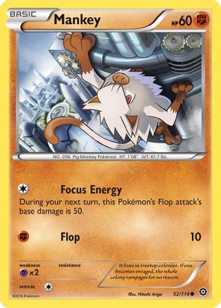 Mankey - 52/114 [XY - Steam Siege] Reverse Holofoil