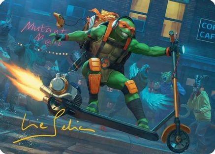 Michelangelo, On the Scene Art Card (Gold-Stamped Signature) [Art Series: Teenage Mutant Ninja Turtles]