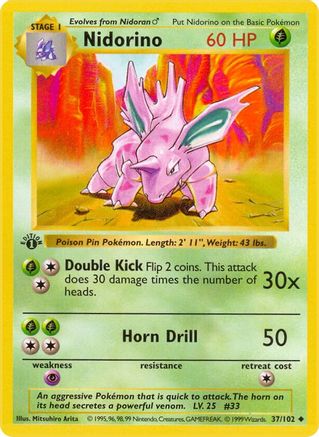 Nidorino - 37/102 [Base Set (Shadowless)] Unlimited