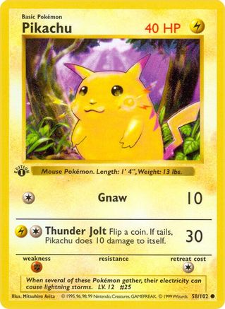 Pikachu - 58/102 [Base Set (Shadowless)] Unlimited
