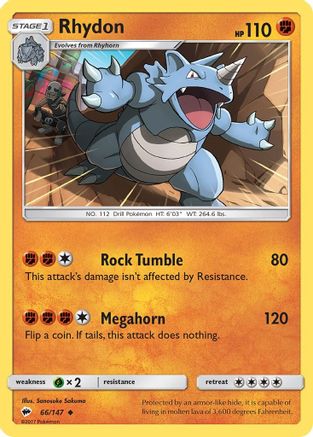 Rhydon - 66/147 [SM - Burning Shadows] Reverse Holofoil