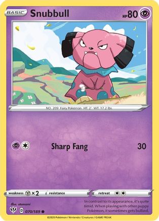 Snubbull - 70/189 [SWSH03: Darkness Ablaze] Reverse Holofoil