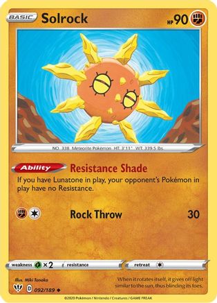 Solrock - 92/189 [SWSH03: Darkness Ablaze]